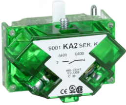 Auxiliary switch block, 10 A, 1 Form A (N/O), coil 600 VAC, screw connection, 9001KA2