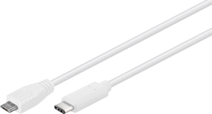 USB 2.0 Adapter cable, micro USB plug type B to USB plug type C, 0.6 m, white