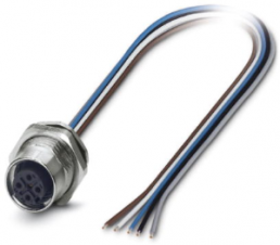 Sensor actuator cable, M12-flange socket, straight to open end, 5 pole, 0.5 m, 4 A, 1547931