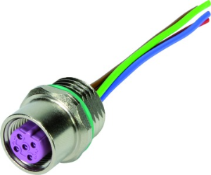 Sensor actuator cable, M12-flange socket, straight to open end, 4 pole, 0.5 m, PA, 4 A, 21033386405