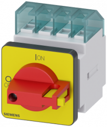 Emergency stop load-break switch, Rotary actuator, 3 pole, 16 A, 690 V, (W x H x D) 49 x 66 x 89.5 mm, front mounting, 3LD2022-0TK13