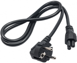 Power cord, Europe, C5-plug, angled on CEE 7/7, straight, black, 1 m