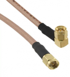 Coaxial Cable, SMA plug (angled) to SMA plug (straight), 50 Ω, RG-142, grommet black, 1.219 m, 135103-07-48.00