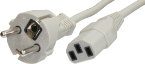 Device connection line, Europe, plug type E + F, straight on C13 jack, straight, H05VV-F3G1.0mm², gray, 2 m