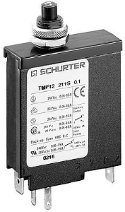 Circuit breaker, 1 pole, F characteristic, 10 A, 28 V (DC), 240 V (AC), faston plug 6.3 x 0.8 mm, threaded fastening, IP40