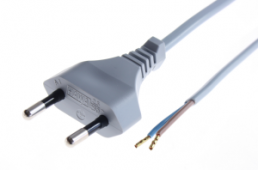 Connection line, Europe, plug type C, straight on open end, H03VVH2-F2x0.75mm², gray, 1.5 m