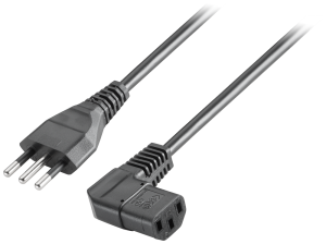 Device connection line, Italy, plug type L, straight on C13 jack, angled, black, 3 m