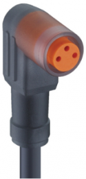Sensor actuator cable, M8-cable socket, angled to open end, 3 pole, 10 m, PUR, black, 4 A, 43468