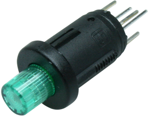 Pushbutton switch, 2 pole, green, illuminated , 0.2 A/60 V, mounting Ø 5.1 mm, IP40, 0041.9157.5127