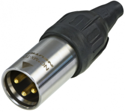 XLR plug, 3 pole, gold-plated, 2.5 mm², AWG 14, stainless steel, NC3MX-TOP