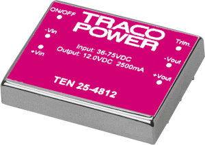 DC/DC converter, 9-18 VDC, 30 W, 1 output, 15 VDC, 88 % efficiency, TEN 25-1213