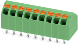 PCB terminal, 9 pole, pitch 3.81 mm, AWG 24-16, 9 A, spring-clamp connection, green, 1751532