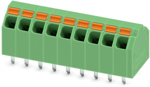 PCB terminal, 9 pole, pitch 3.81 mm, AWG 24-16, 9 A, spring-clamp connection, green, 1751532