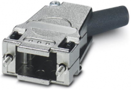 D-Sub connector housing, size: 1 (DE), angled 45°, cable Ø 3 to 9.5 mm, zinc die casting, silver, 1419723