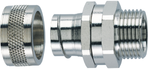 Straight hose fitting, 2-part, M12, 10 mm, brass, nickel-plated, IP54, metal, (L) 30.2 mm