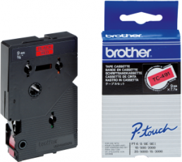 Labelling tape cartridge, 9 mm, tape red, font black, 7.7 m, TC491