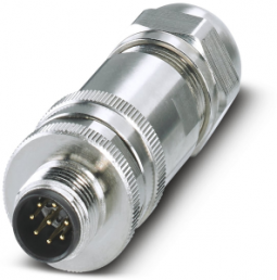 Plug, M12, 8 pole, screw connection, screw locking, straight, 1511857