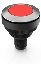 Pushbutton, illuminable, groping, waistband round, red, front ring stainless steel, mounting Ø 30.3 mm, 1.11.011.001/0330