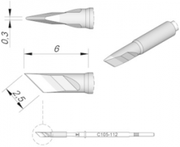 Soldering tip, Blade shape, Ø 0.3 mm, C105112