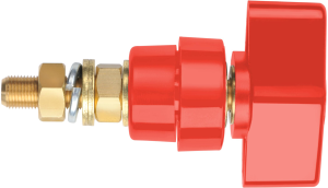 Pole terminal, 4 mm, red, 1000 V, 100 A, screw connection, nickel-plated, POL 102 / RT