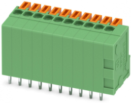 PCB terminal, 10 pole, pitch 2.54 mm, AWG 26-20, 6 A, spring-clamp connection, green, 1789401