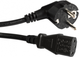 Device connection line, Europe, plug type E + F, angled on C13 jack, straight, black, 1.3 m