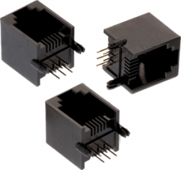 Socket, RJ11/RJ12/RJ14/RJ25, 6 pole, 6P6C, Cat 5, solder connection, through hole, 615006138421