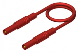 Measuring lead with (4 mm plug, spring-loaded, straight) to (4 mm plug, spring-loaded, straight), 2 m, red, silicone, 1.0 mm², CAT III