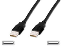 USB 2.0 connection line, USB plug type A to USB plug type A, 3 m, black