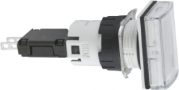 Signal light, waistband rectangular, white, front ring black, mounting Ø 16 mm, XB6DV1BB