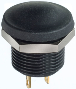 Pushbutton, 1 pole, black, unlit , 0.1 A/28 V, mounting Ø 11.9 mm, IP67/IP69K, IXP3S02M