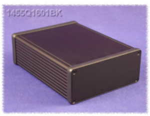 Die-cast aluminum enclosure, (L x W x H) 160 x 125 x 52 mm, black (RAL 9005), IP54, 1455Q1601BK