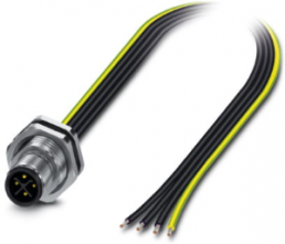Sensor actuator cable, M12-flange plug, straight to open end, 4 pole, 0.5 m, 12 A, 1411603