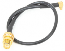 Coaxial Cable, MMCX socket (angled) to SMA jack (straight), grommet black, MIKROE-289