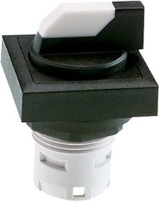 Selector switch, unlit, latching, waistband square, white/black, 1 x 90°, mounting Ø 16.2 mm, 1.30.073.540/0200