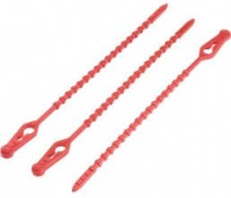 Beaded cable tie, releasable, polyethylene, (L x W) 120 x 3.5 mm, red, -40 to 70 °C