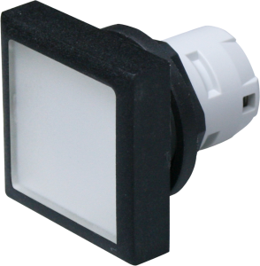 Pushbutton, illuminable, groping, waistband square, transparent, front ring black, mounting Ø 16.2 mm, 1.30.070.201/1002