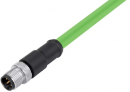 Sensor actuator cable, M12-cable plug, straight to open end, 4 pole, 5 m, PUR, green, 4 A, 77 4529 0000 50704 0500