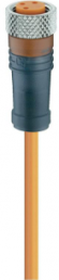 Sensor actuator cable, M8-cable socket, straight to open end, 4 pole, 10 m, PVC, orange, 4 A, 11299