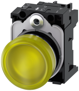 Indicator light, 22 mm, round, metal, high gloss,yellow, lens, smooth, 24 V ...