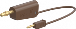 Measuring lead with (2 mm lamella plug, straight) to (4 mm lamella plug, straight), 0.07 m, brown, PVC, 0.5 mm²