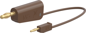 Measuring lead with (2 mm lamella plug, straight) to (4 mm lamella plug, straight), 0.07 m, brown, PVC, 0.5 mm²