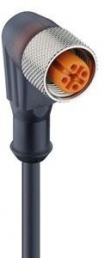 Sensor actuator cable, M12-cable socket, angled to open end, 4 pole, 1 m, PVC, black, 4 A, 81531