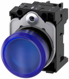 Indicator light, 22 mm, round, plastic, blue, lens, smooth, 230 V AC