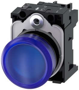 Indicator light, 22 mm, round, plastic, blue, lens, smooth, 230 V AC