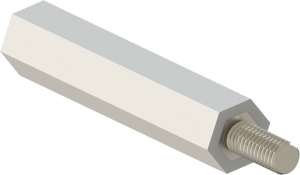 Hexagon spacer bolt, External/Internal Thread, M5/M5, 40 mm, polystyrene