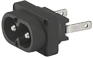 Plug C8, 2 pole, snap-in, solder connection, black, 6160.0011