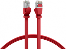 Patch cable with flat cable, RJ45 plug, straight to RJ45 plug, straight, Cat 6A, U/FTP, PVC, 0.25 m, red