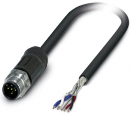 Sensor actuator cable, M12-cable plug, straight to open end, 5 pole, 10 m, FRNC, black, 4 A, 1410473