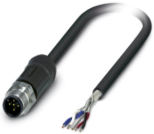 Sensor actuator cable, M12-cable plug, straight to open end, 5 pole, 2 m, FRNC, black, 4 A, 1410471
